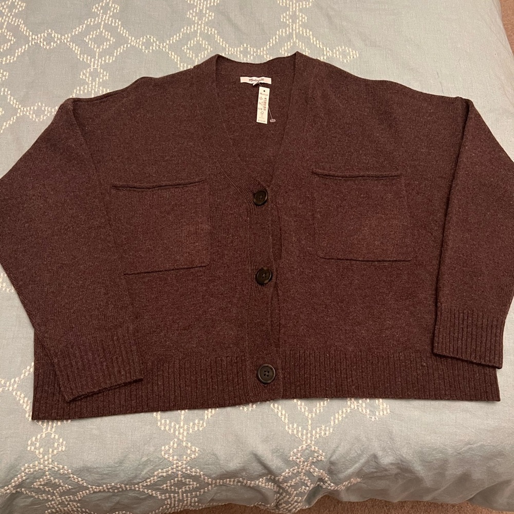 Madewell Uptown Cardigan Sweater NWT SZ XL color Heather Molases